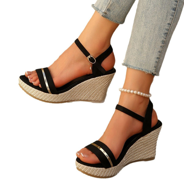 Wedge sandals for women with refined straps and a chic espadrille design Lune London