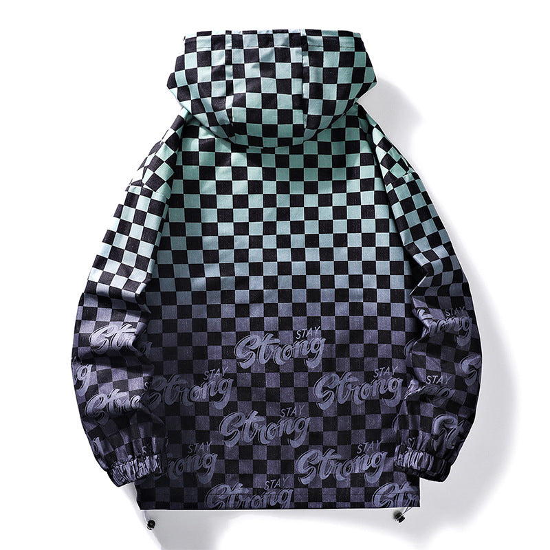 Unisex Stylish Checkered Pattern Sports Hoodie