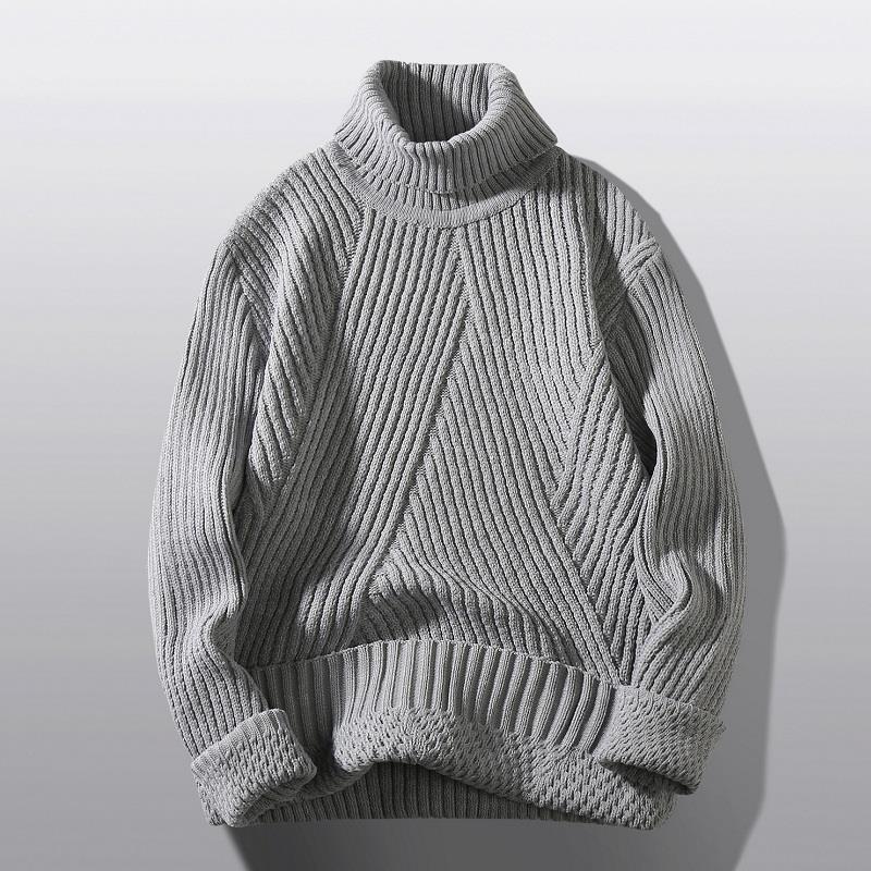Chunky knit turtleneck sweater for women with an elaborate textured pattern Lune London