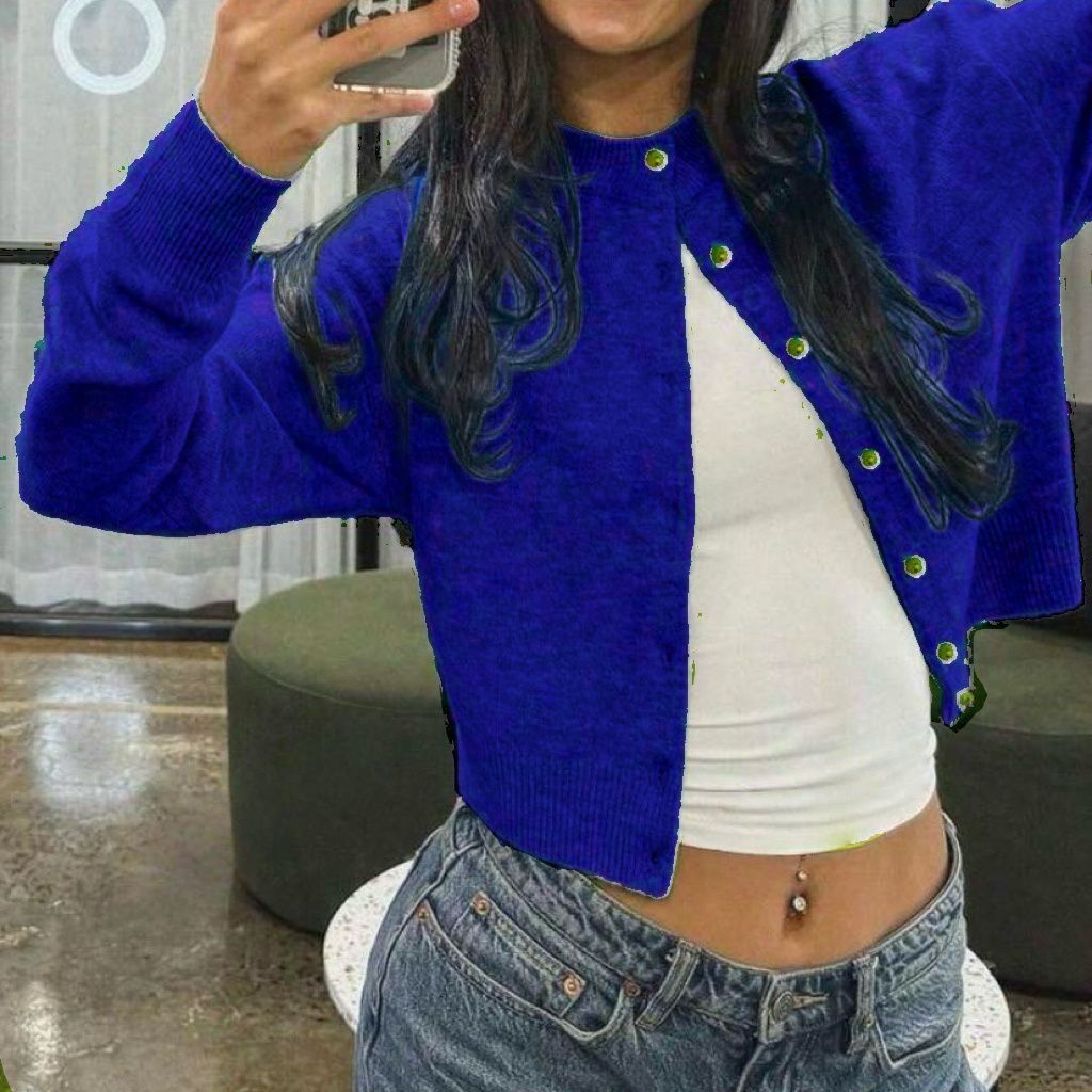 Short knit jacket for women with elegant pearl buttons Lune London