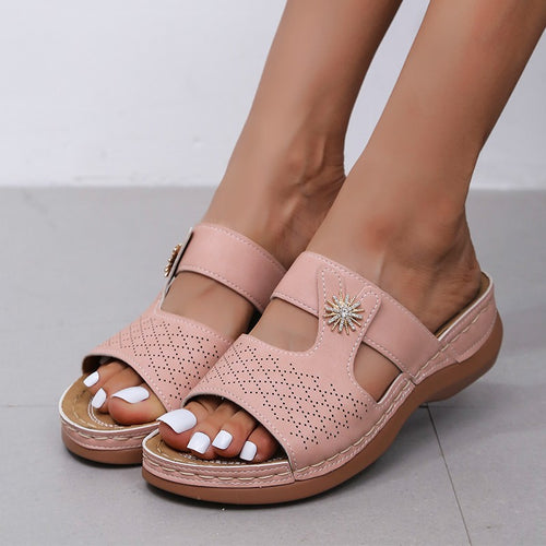 Ladies Comfortable Slippers with Fashionable Floral Detail Lune London