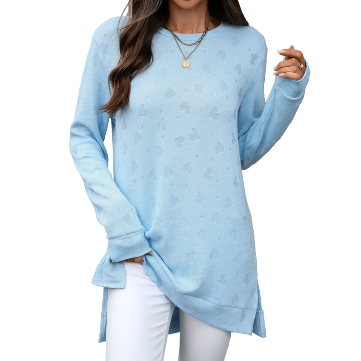 Ladies casual long sleeve tunic with woven pattern Lune London
