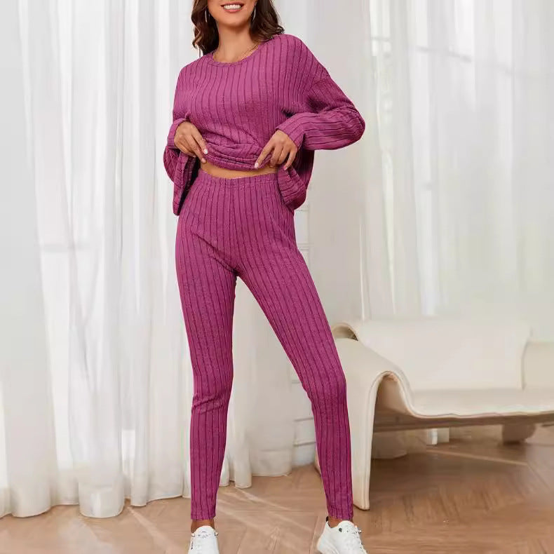 Ladies Long Sleeve Knit Sweater with Ribbed Structure Lune London