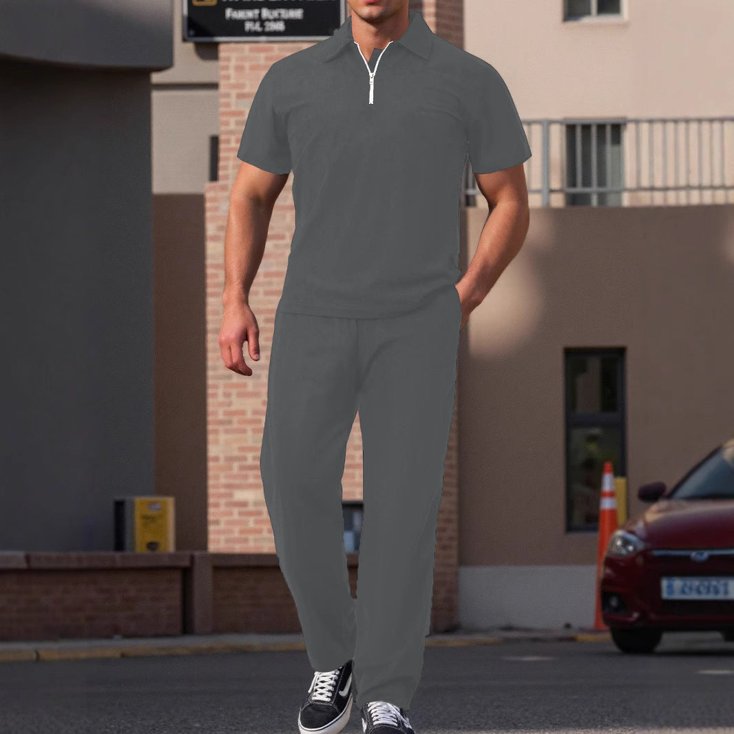 Men's modern leisure set with high-quality short-sleeve polo and comfortable jogger pants Lune London