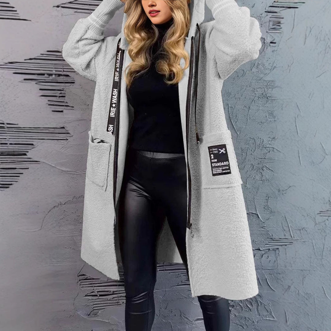 Long coat for women with pockets and hood Lune London