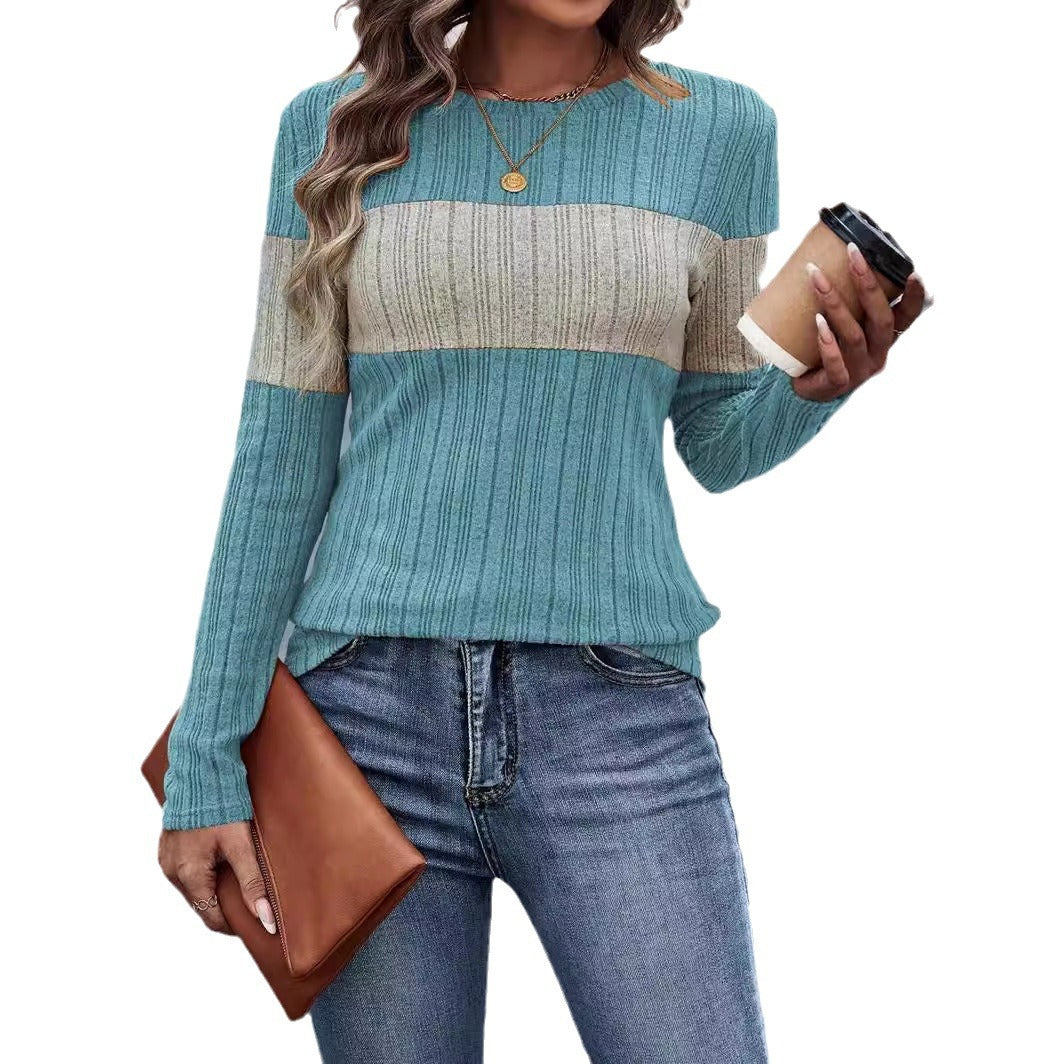 Trendy knit sweater for women with contrasting stripes Lune London