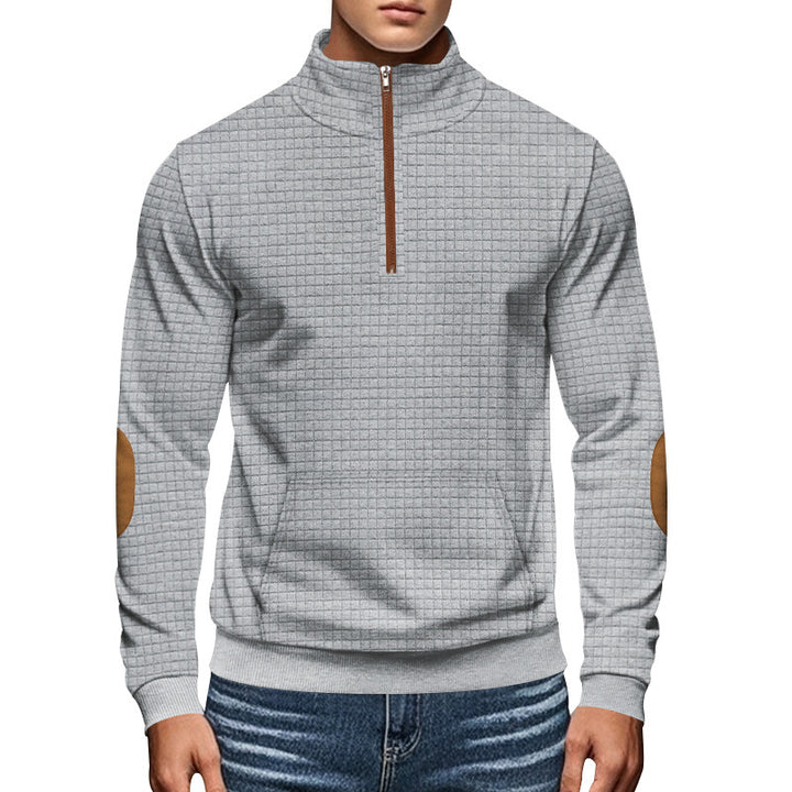 Sporty pullover for men with half-zip closure and textured surface Lune London