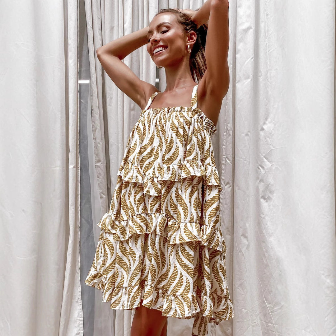 Women's Airy Beach Dress with Voluminous Skirt and Ruffle Details Lune London