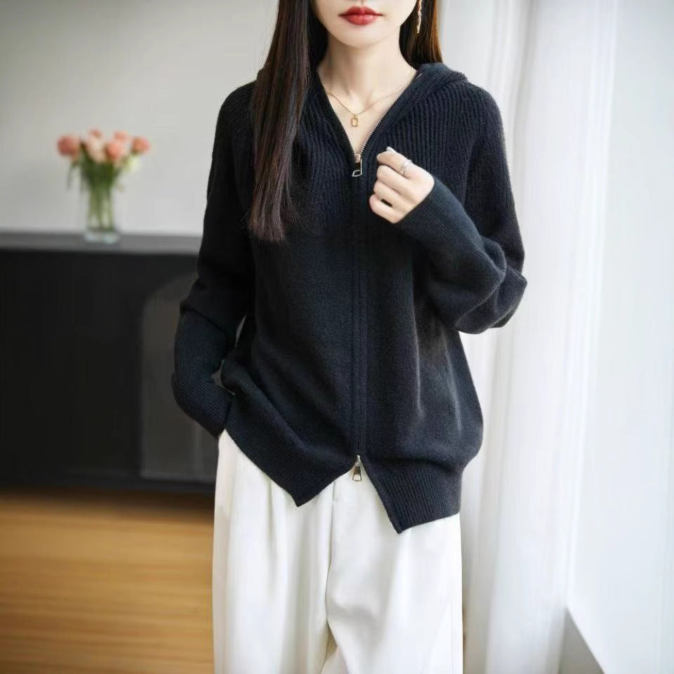 Cardigan à capuche pour femmes avec fermeture éclair Chic & Stil