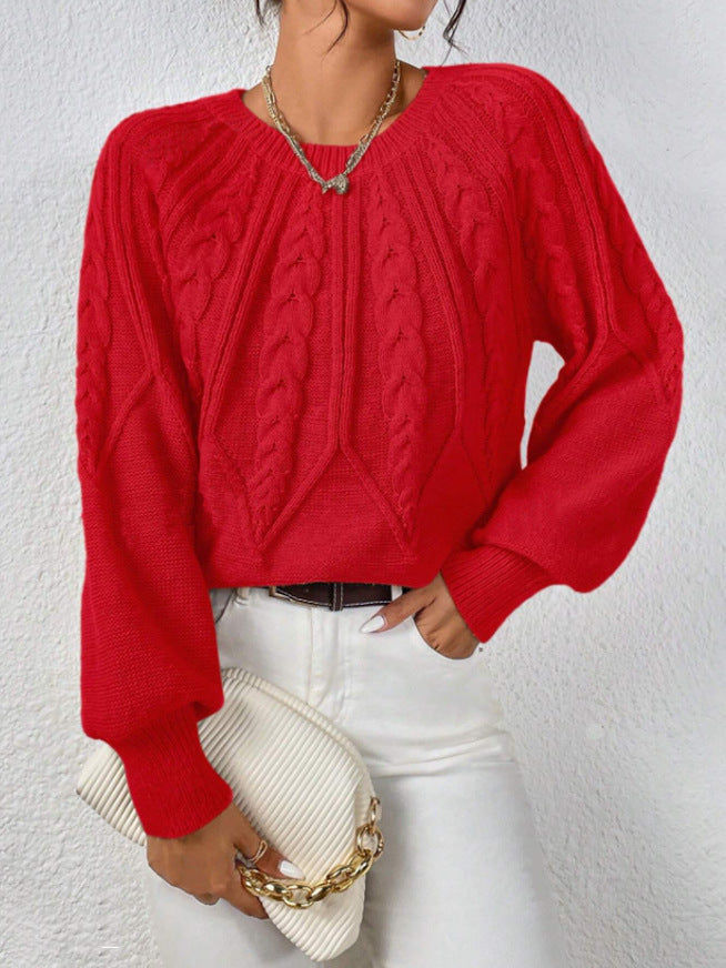Knit sweater for women with cable pattern and wide sleeves Lune London