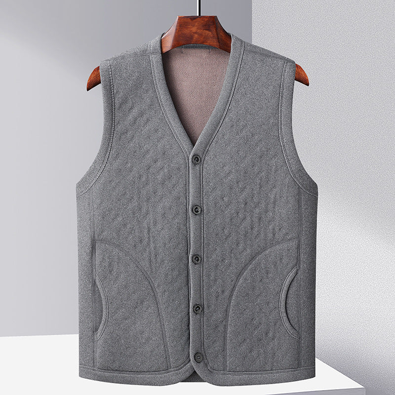 Ladies warm knitted vest with plunging V-neck and practical pockets Lune London