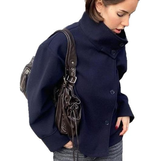 Fashion wool jacket for women with structured collar and elegant cut Lune London