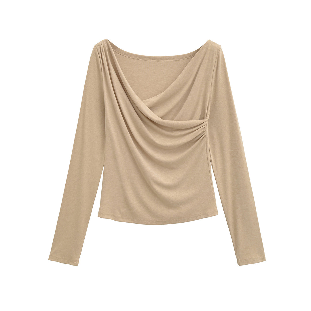 Long sleeve women's t-shirt with an elegant draped design Lune London