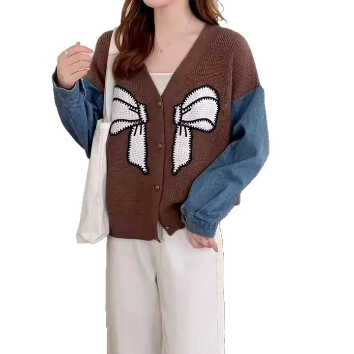 Cardigan féminin à la mode avec broderie décorative en nœud Chic & Stil