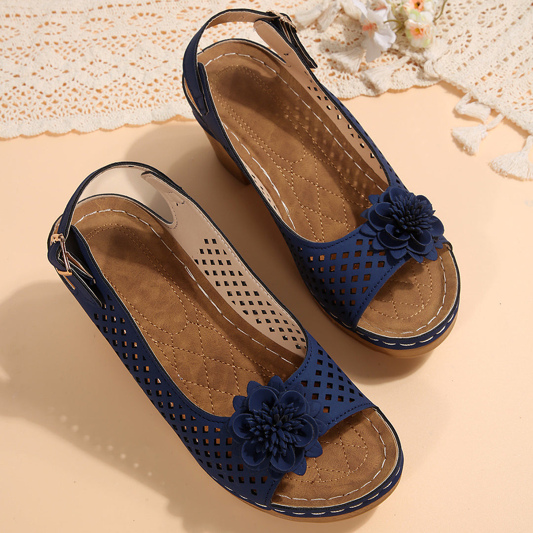 Ladies Decorative Block Heel Sandals Lune London