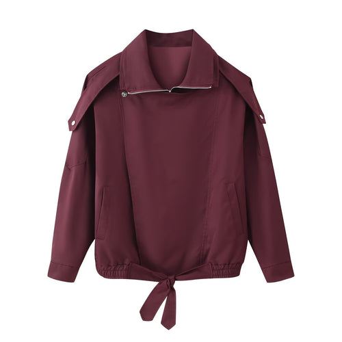 Casual windbreaker for women with belt and zipper Lune London