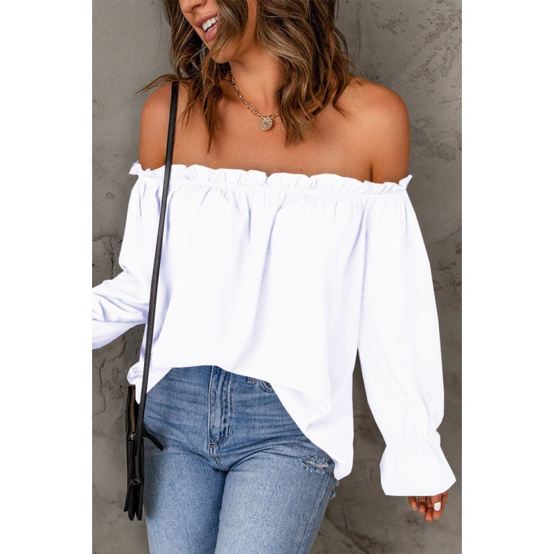 Blouse Femme Bardot avec Manches à Volants et Ourlet Décoratif Chic & Stil