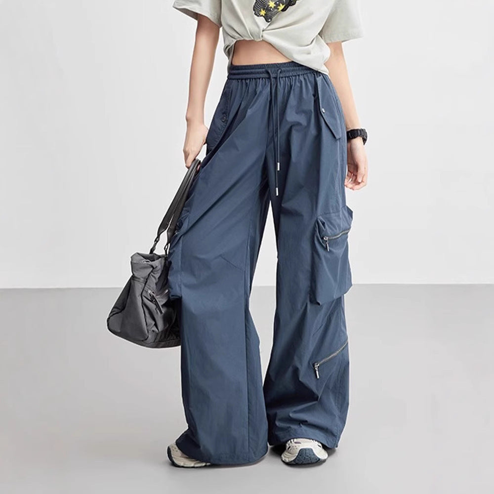Functional cargo pants for women with elastic waist and practical zip pockets Lune London