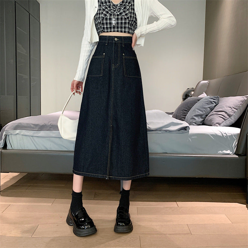 Jupe en denim longue pour femme avec poches pratiques Chic & Stil
