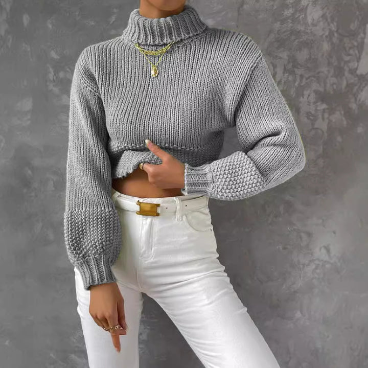 Women’s chunky knit sweater with high collar Lune London