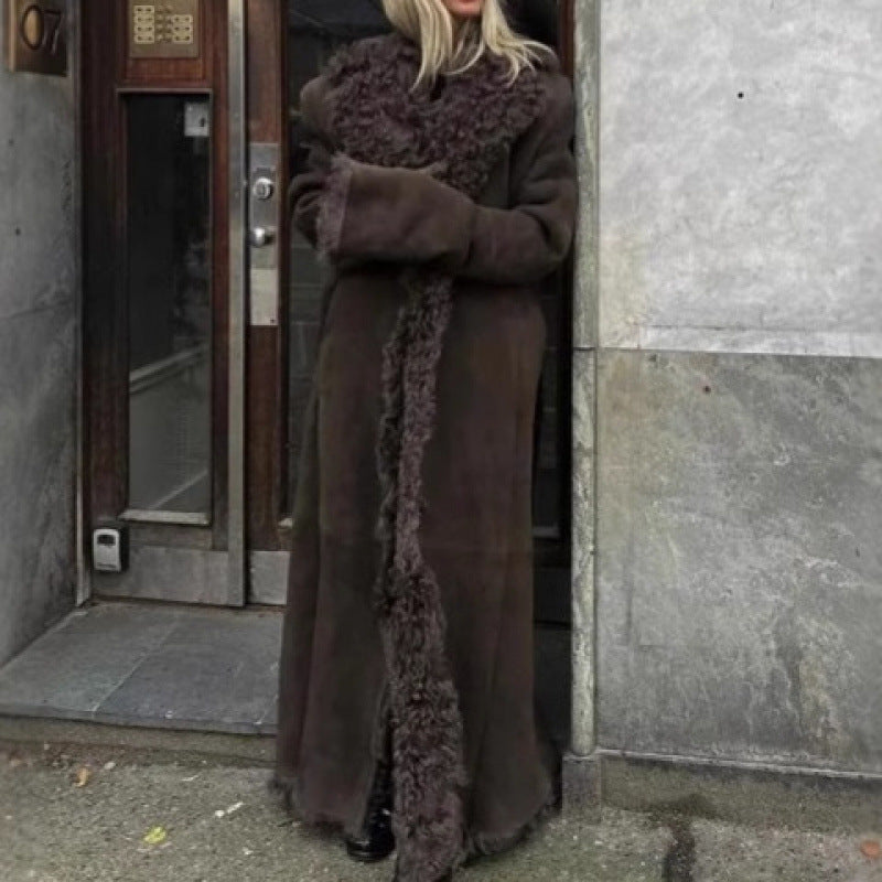 Ladies Long Teddy-Coat with Luxurious Fur Lune London