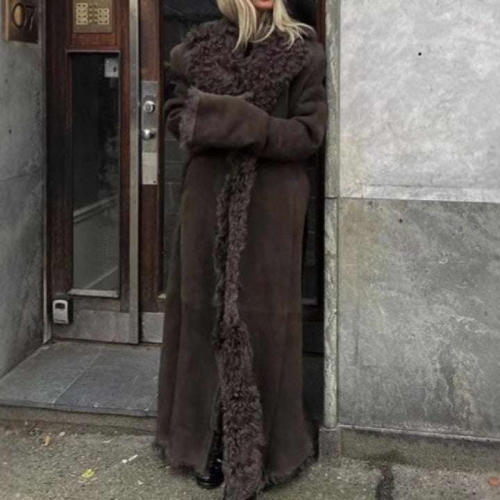 Ladies Long Teddy-Coat with Luxurious Fur Lune London