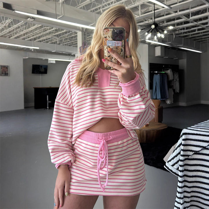 Casual women's sweater with striped pique pattern Lune London
