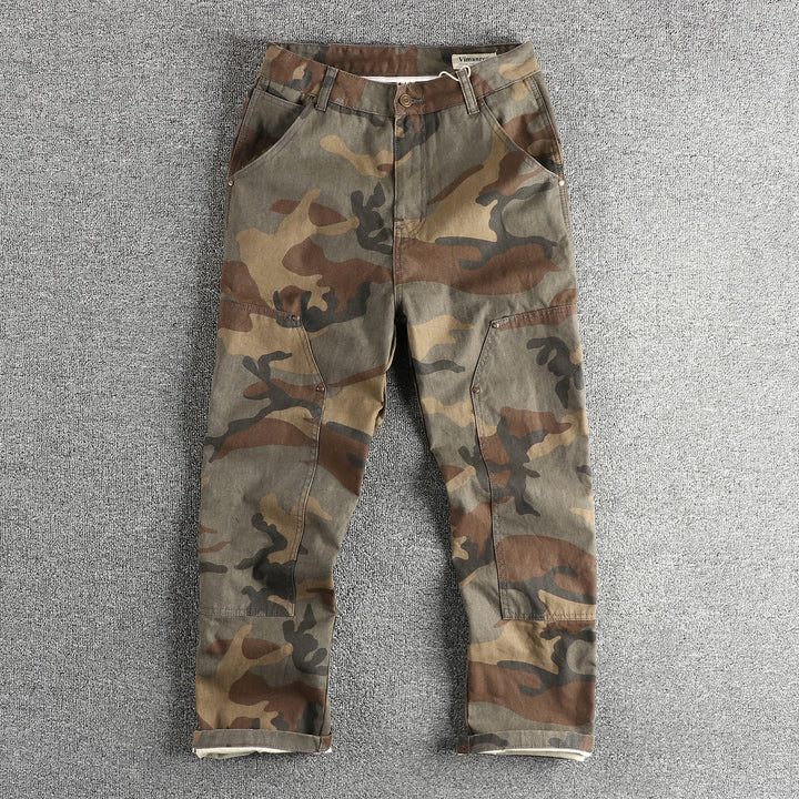 Men's cargo pants in modern camouflage design with multifunctional pockets Lune London
