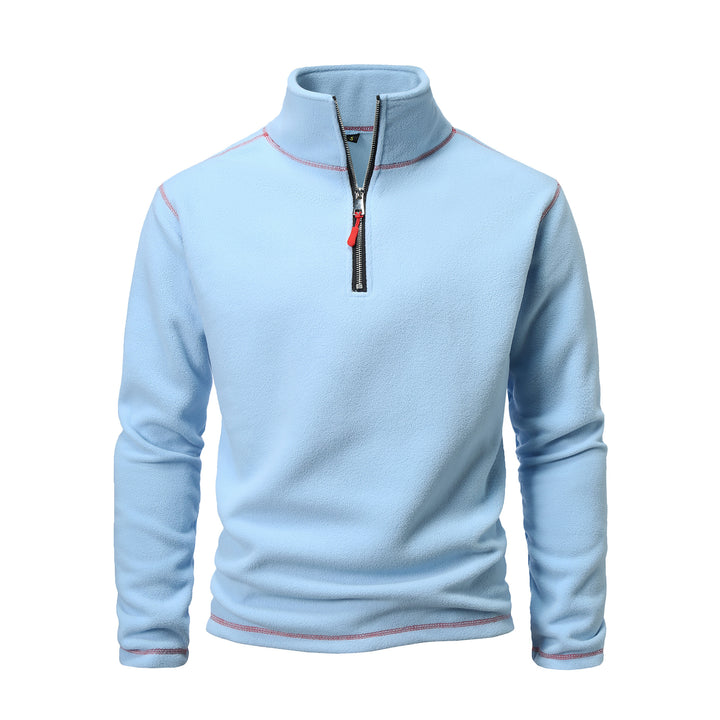 Fleece pullover for men with high collar and half-zip Lune London