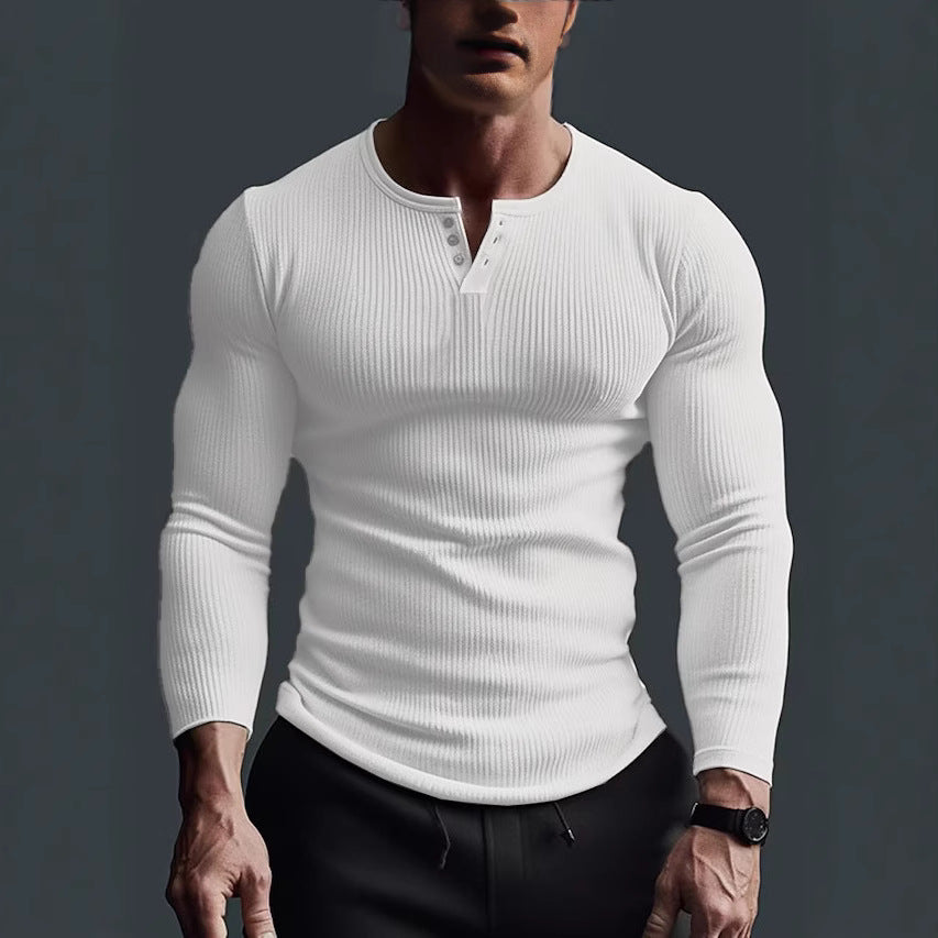 Long Sleeve Button-Up Shirt for Men with Modern Rib Design Lune London