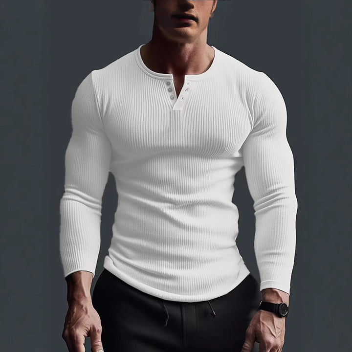 Long Sleeve Button-Up Shirt for Men with Modern Rib Design Lune London