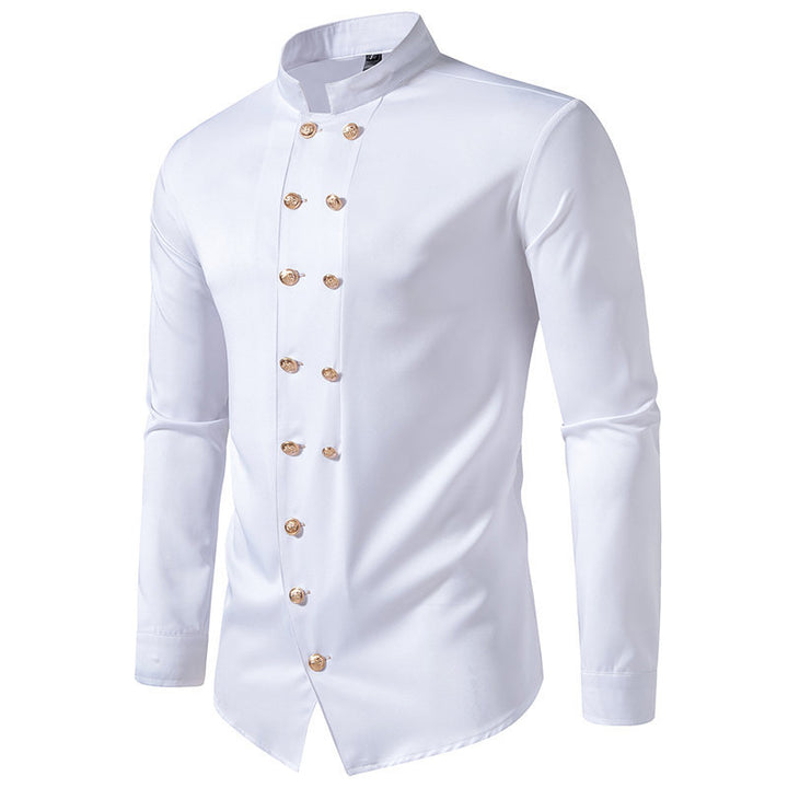 Elegant shirt for men with modern high collar and golden buttons Lune London