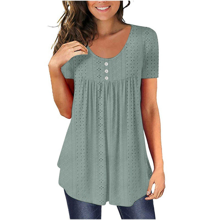 Woman Short Sleeve Button-Up Blouse Lune London