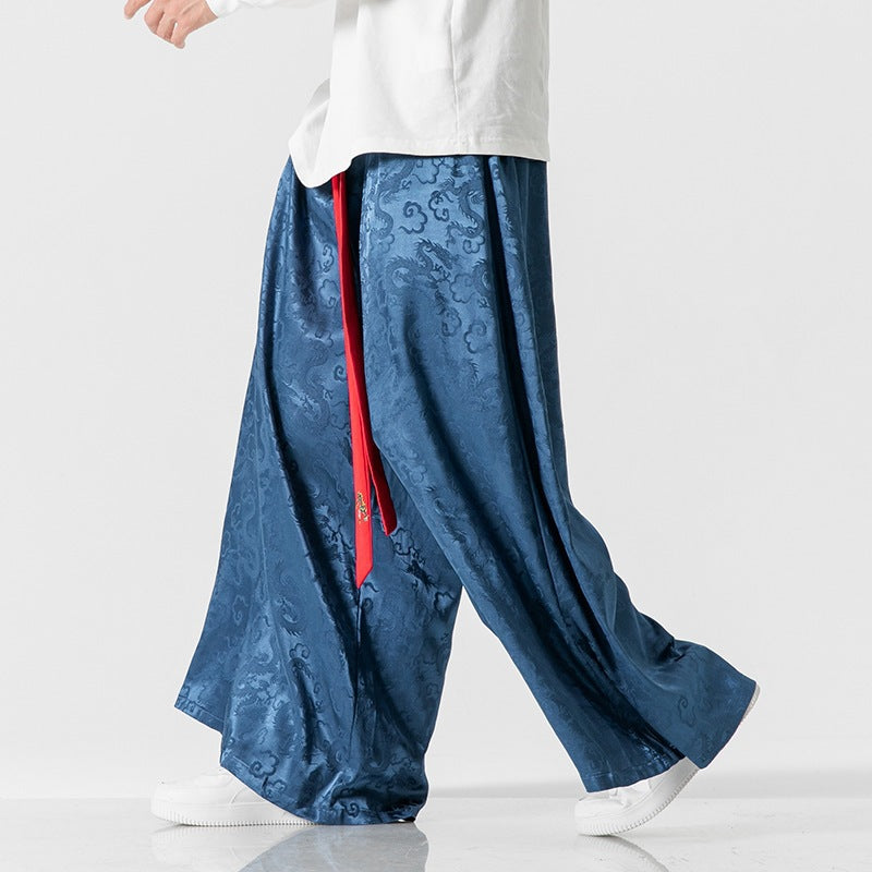 Lune London Wide Harem Pants for Women with Decorative Belt and Fine Pattern