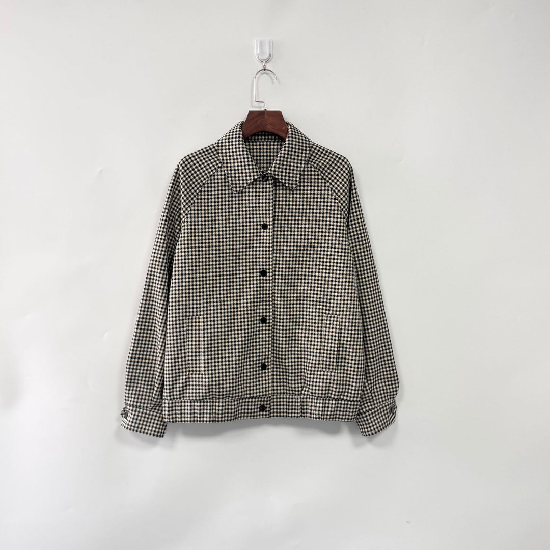 Checkered work jacket for ladies with trendy design featuring high-quality details Lune London