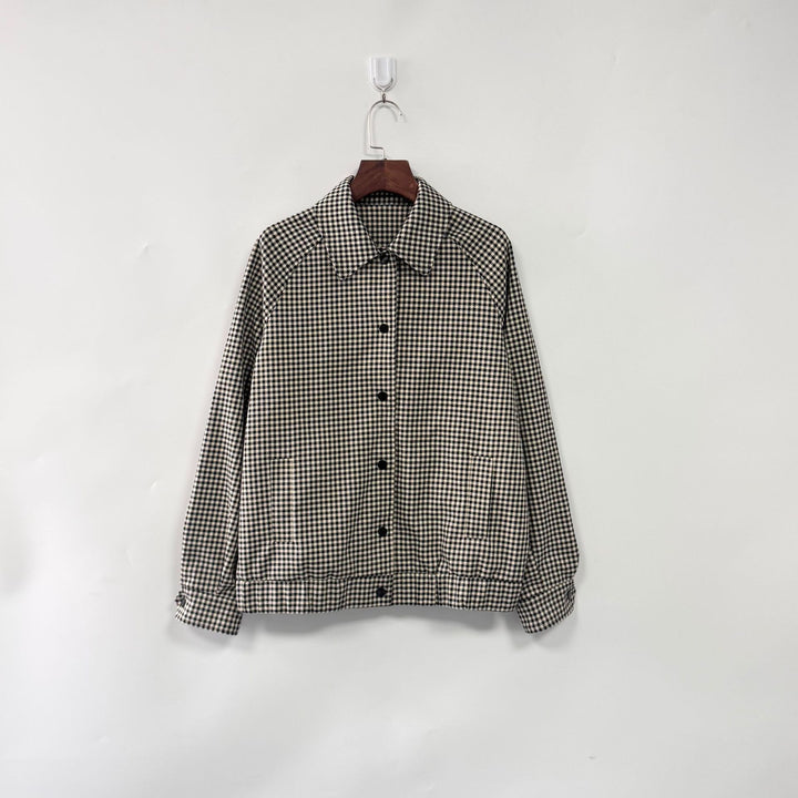 Checkered work jacket for ladies with trendy design featuring high-quality details Lune London