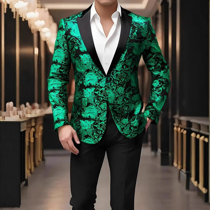 Veste de smoking élégante pour hommes avec un luxueux motif floral en jacquard Lune London