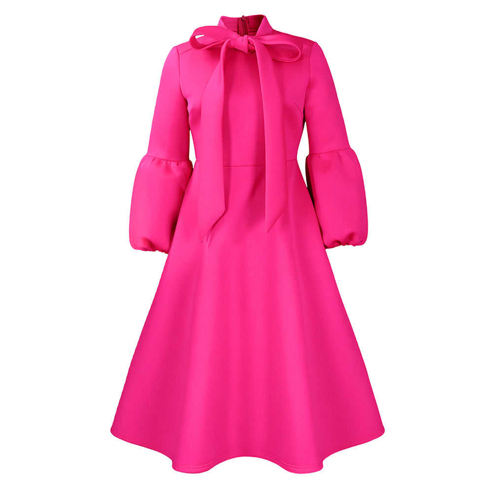 Midi dress for ladies with tie neck and voluminous sleeves Lune London