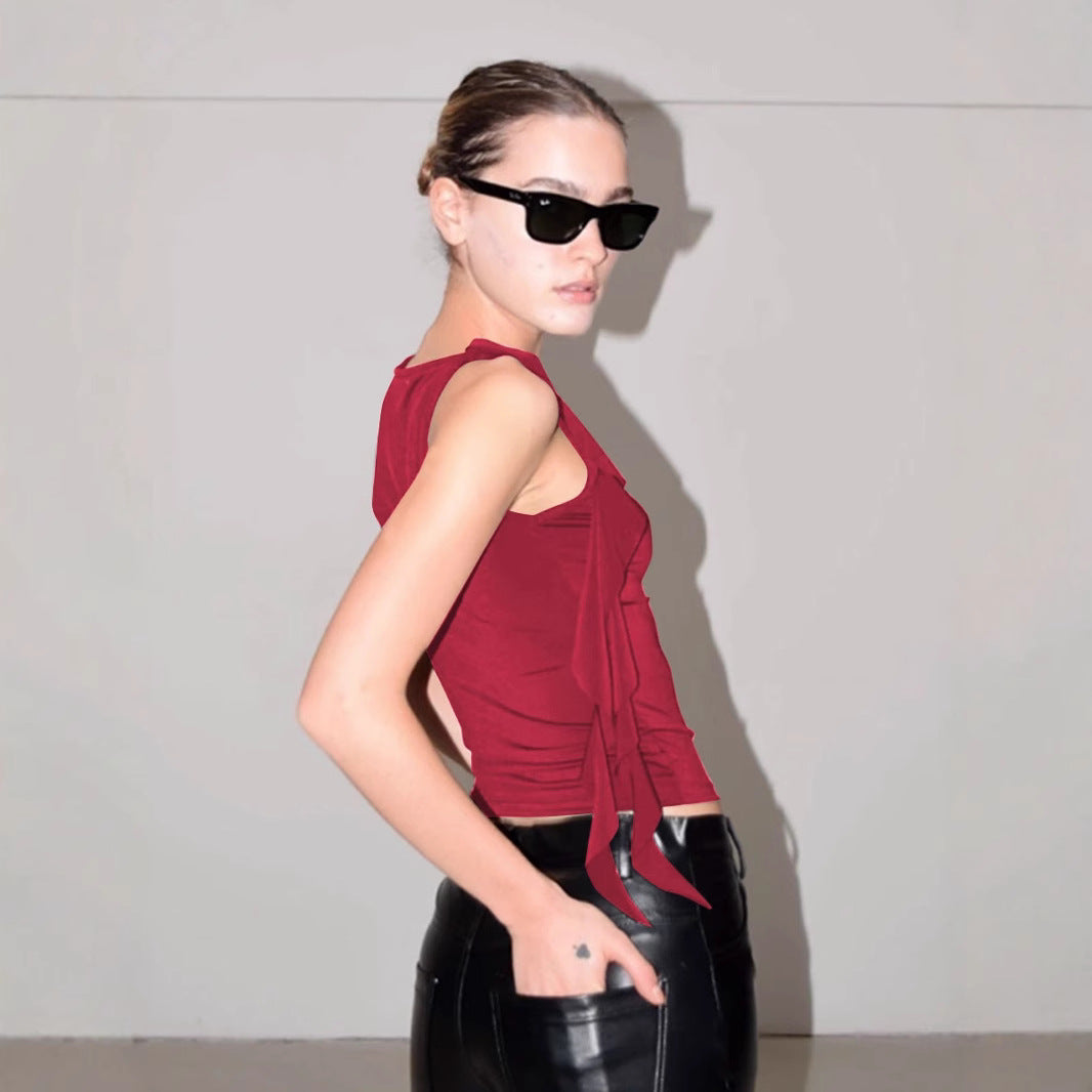 Women Asymmetrical Chic Ruffle Top