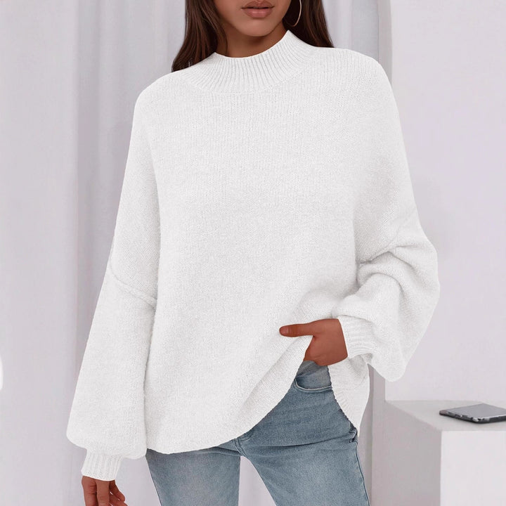 Ladies oversized knit sweater with comfortable fit and high collar Lune London