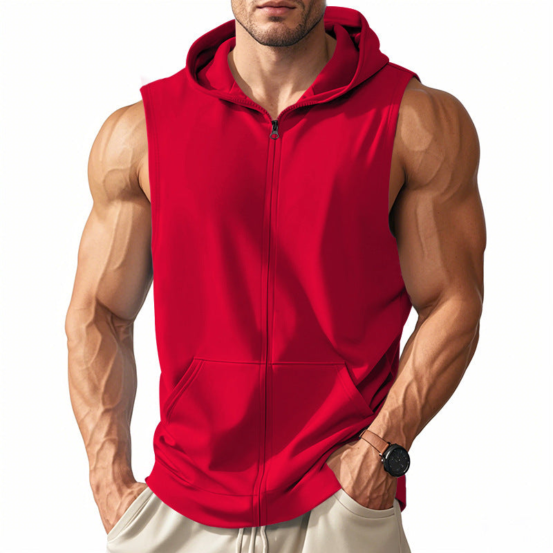 Hooded vest for men with practical pockets and full zip Lune London
