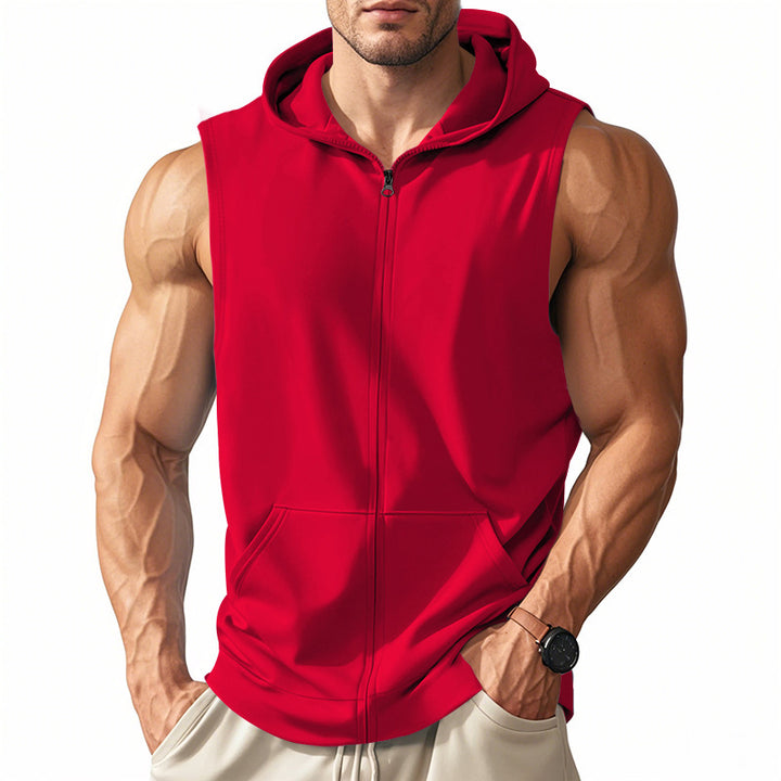 Hooded vest for men with practical pockets and full zip Lune London