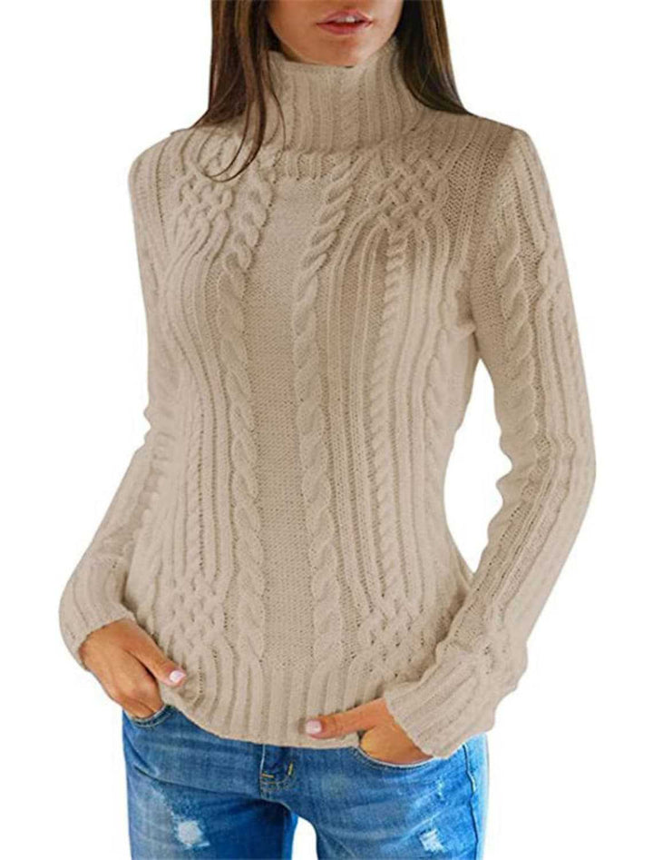 Women's Turtleneck Sweater with Cable Pattern and Comfortable Fit Lune London