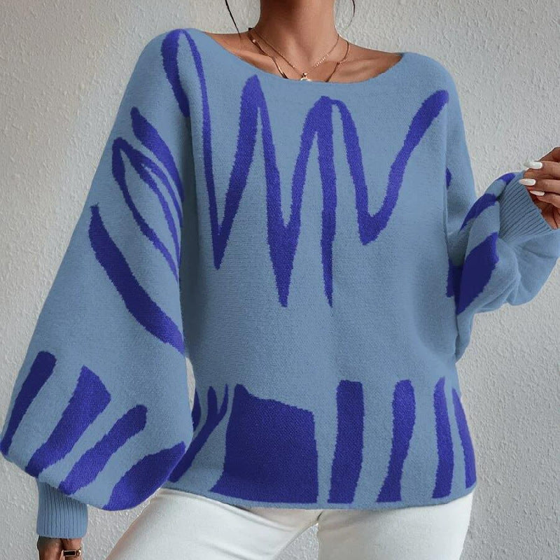 Pull en tricot surdimensionné pour femmes avec design asymétrique et encolure décontractée Chic & Stil