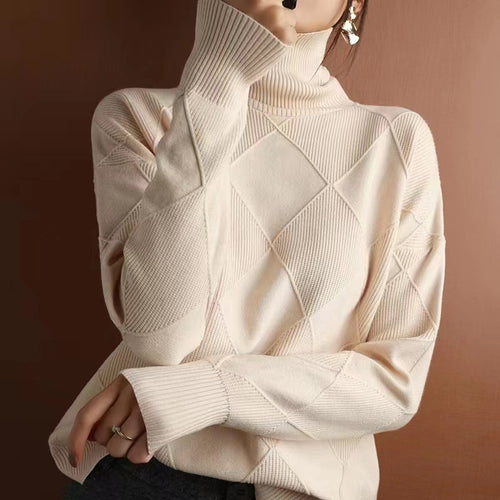 Oversized sweater for women with high collar and structured design Lune London