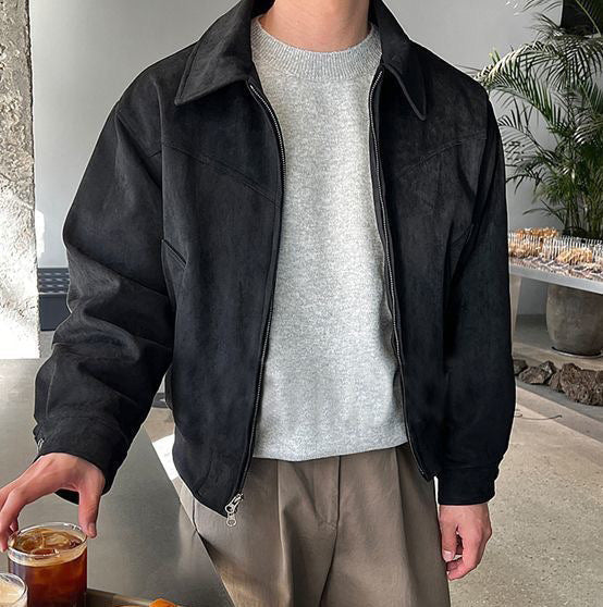 Men's Casual Transitional Jacket Made Of Soft Synthetic Leather with Zipper Lune London