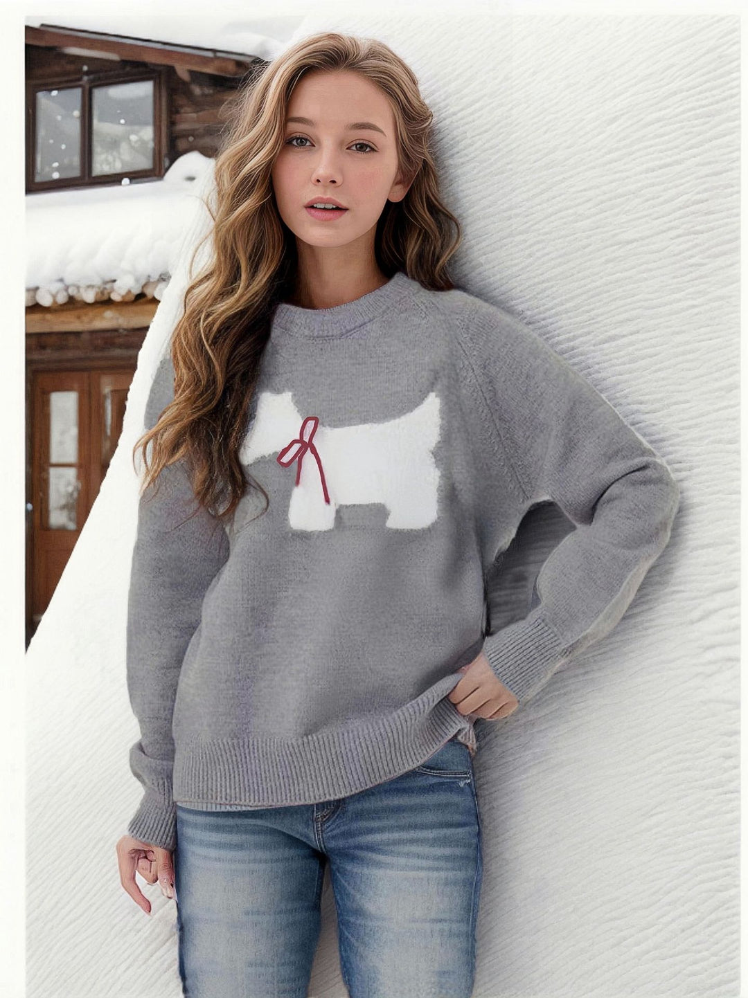 Ladies comfortable knitted sweater with cute animal pattern Lune London