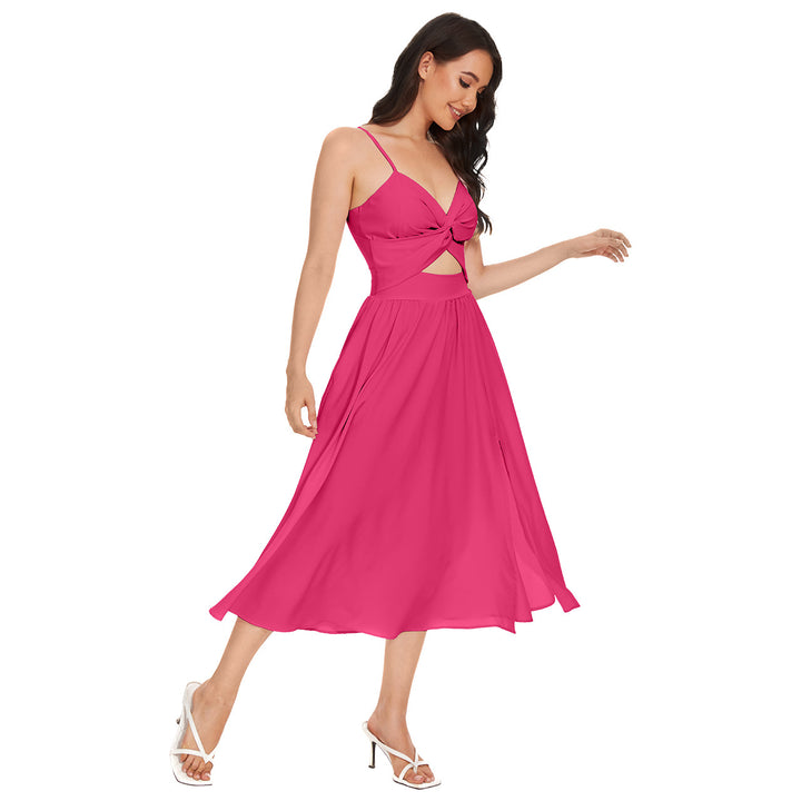 Women's two-piece ensemble with elegant knot-free blouse and flowing skirt with slit Lune London