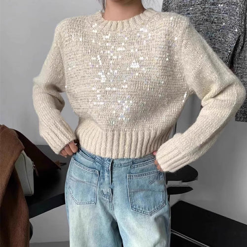 Sparkling knit sweater for women with texture and loose fit Lune London