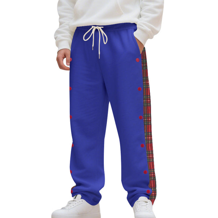 Lune London men's casual jogger pants with checked side stripe